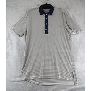 RLX Ralph Lauren Striped Performance Polo Shirt Navy White Pocket Size M Golf